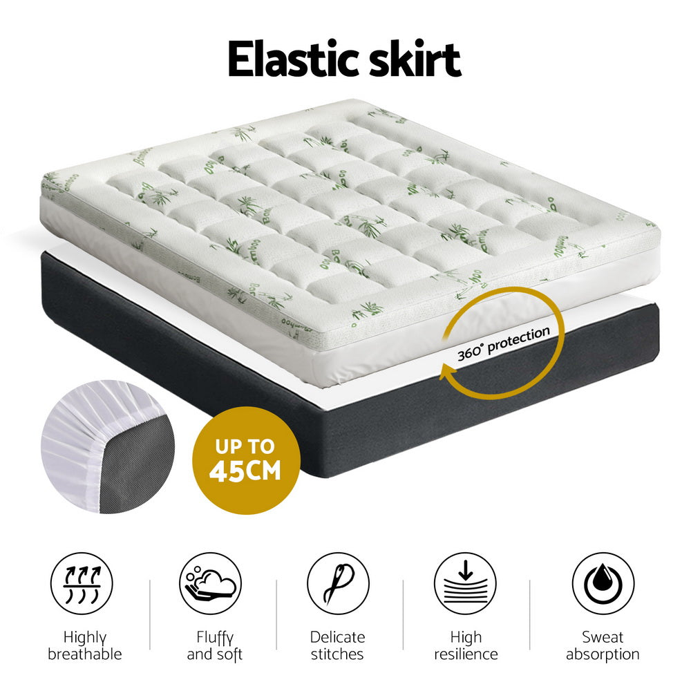 Giselle Bedding Mattress Topper Pillowtop Bamboo 7.5cm Queen - image 4