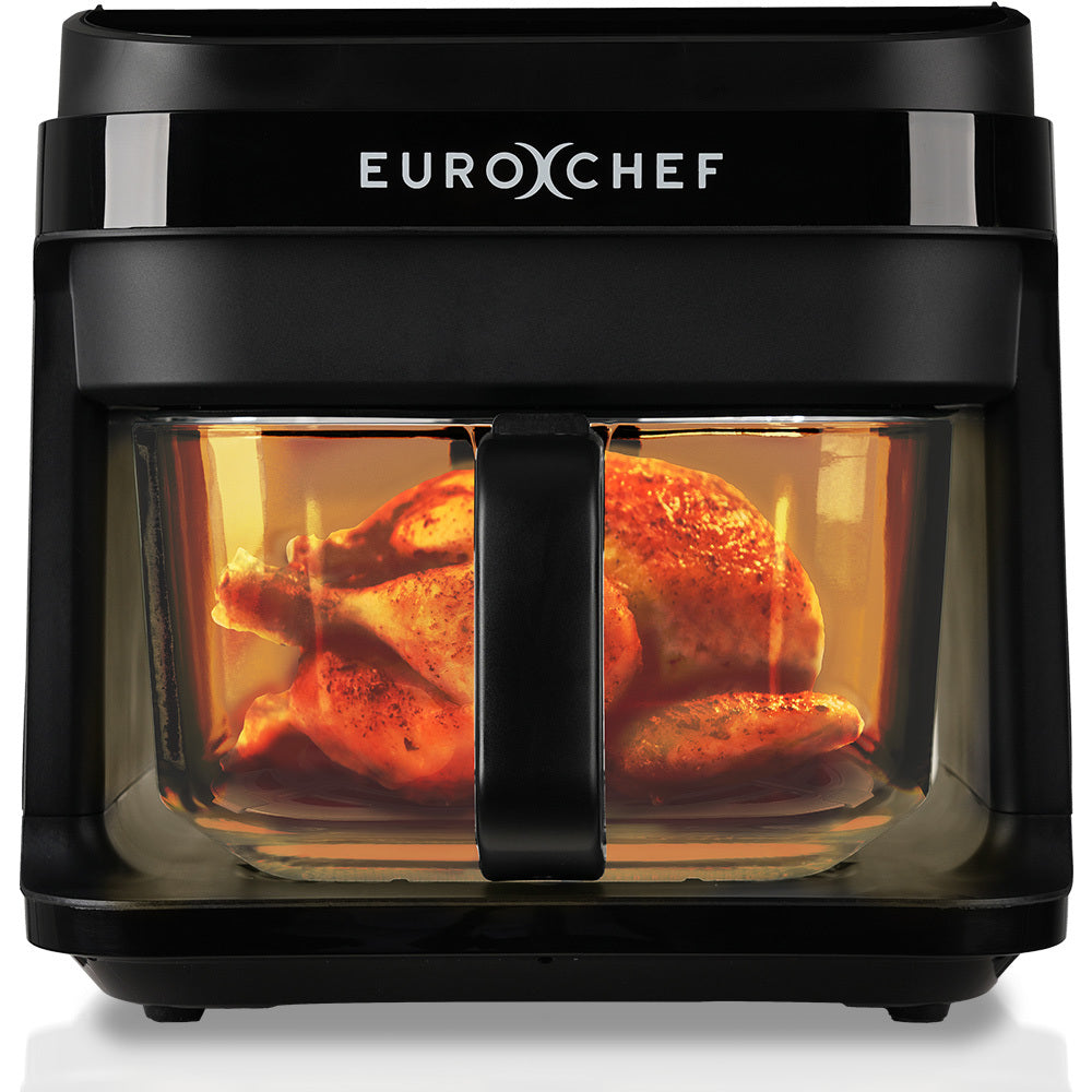 NNEDSZ EUROCHEF 6.5L Air Fryer, Electric Digital Airfryer with Glass Container, Black