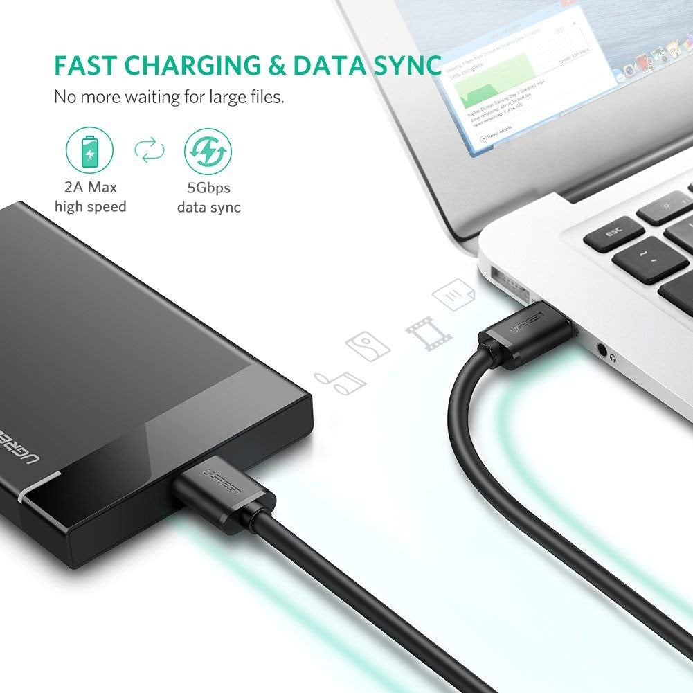 3.0 A Male to Micro USB 3.0 Male Cable 2m (Black) 10843 - image 3