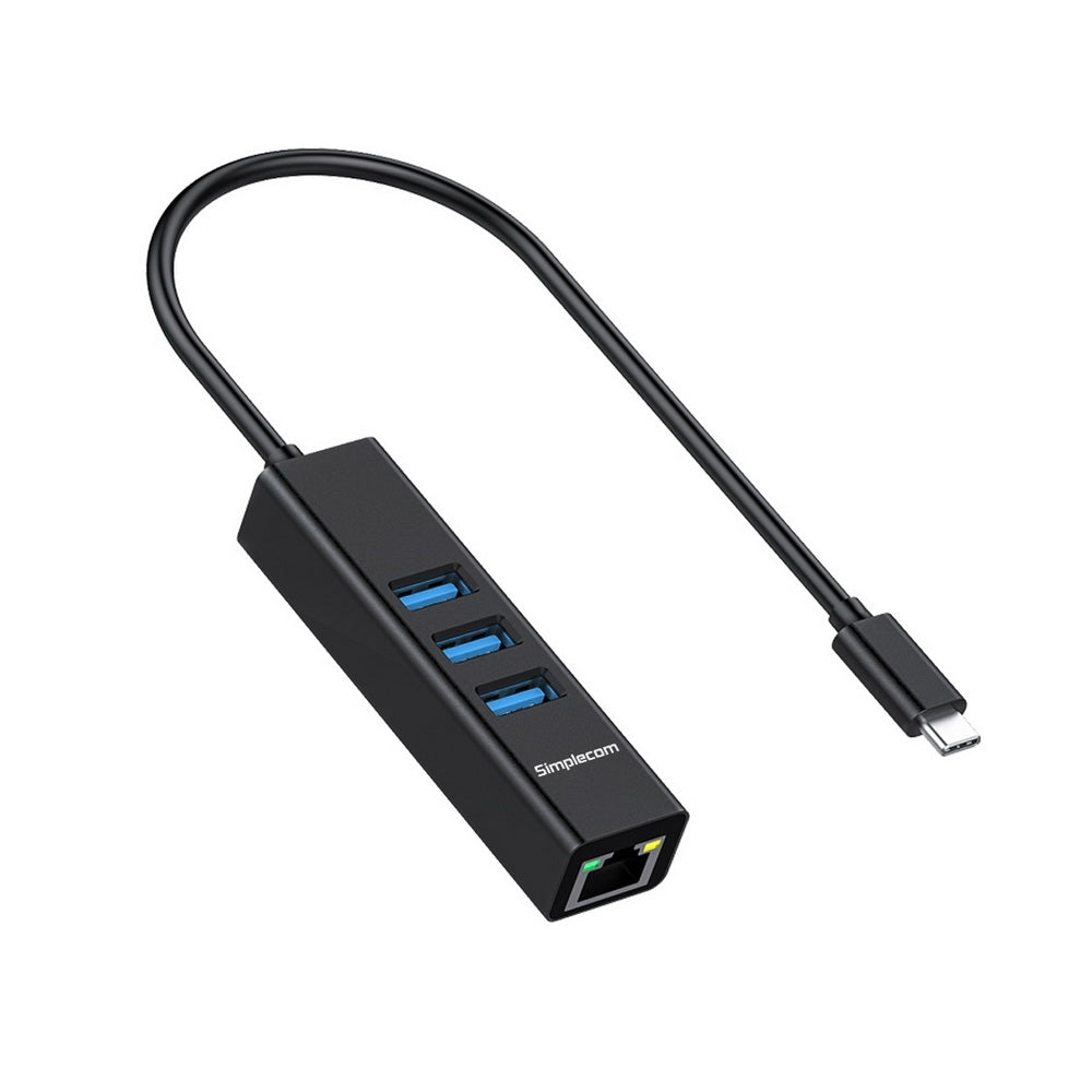 CHN421 Aluminium USB-C to 3 Port USB HUB with Gigabit Ethernet Adapter Black - image 2