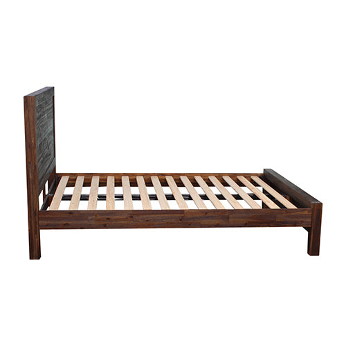 NNEDSZ Frame Double Size in Solid Wood Veneered Acacia Bedroom Timber Slat in Chocolate