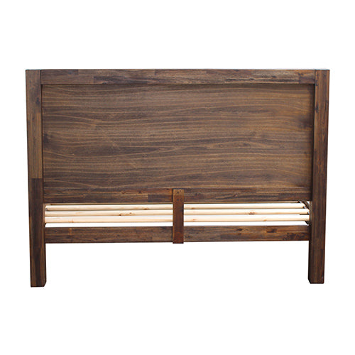 NNEDSZ Frame Double Size in Solid Wood Veneered Acacia Bedroom Timber Slat in Chocolate