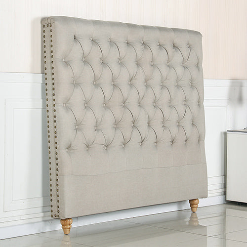 Bed Head King Size French Provincial Headboard Upholsterd Fabric Beige - image 2