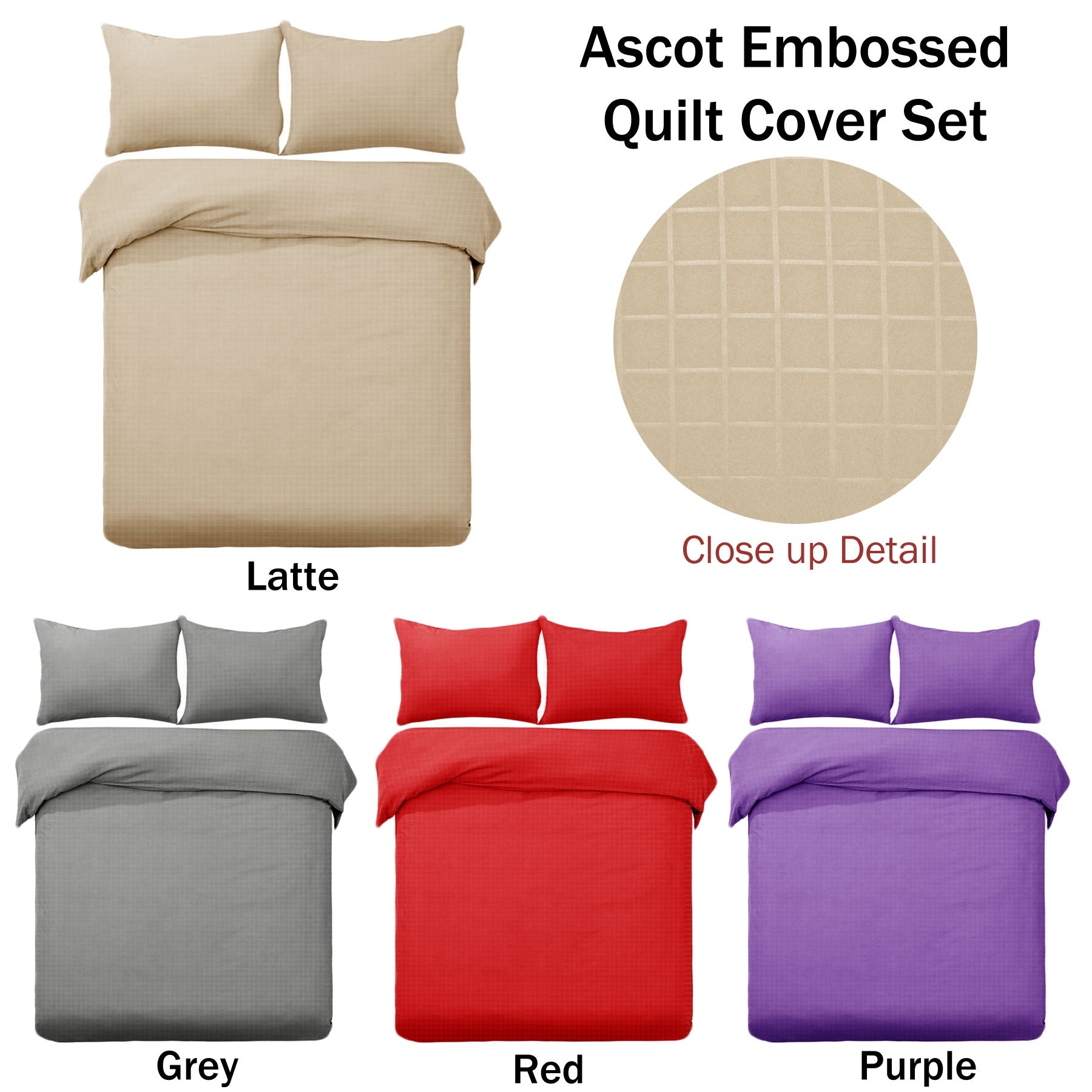 NNEDSZ Designer Selection Ascot Embossed Quilt Cover Set Latte King