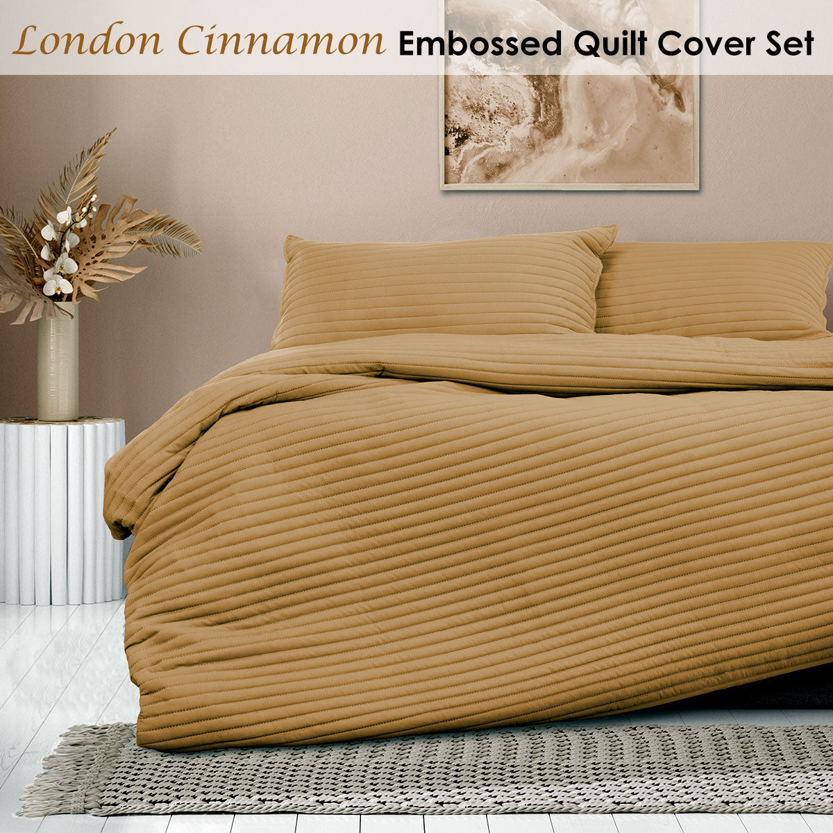 NNEDSZ London Cinnamon Embossed Quilt Cover Set Queen-1