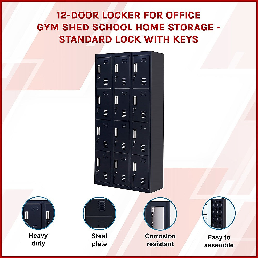 NNEDSZ 12-Door Locker for Office Gym Shed School Home Storage - Standard Lock with Keys-2