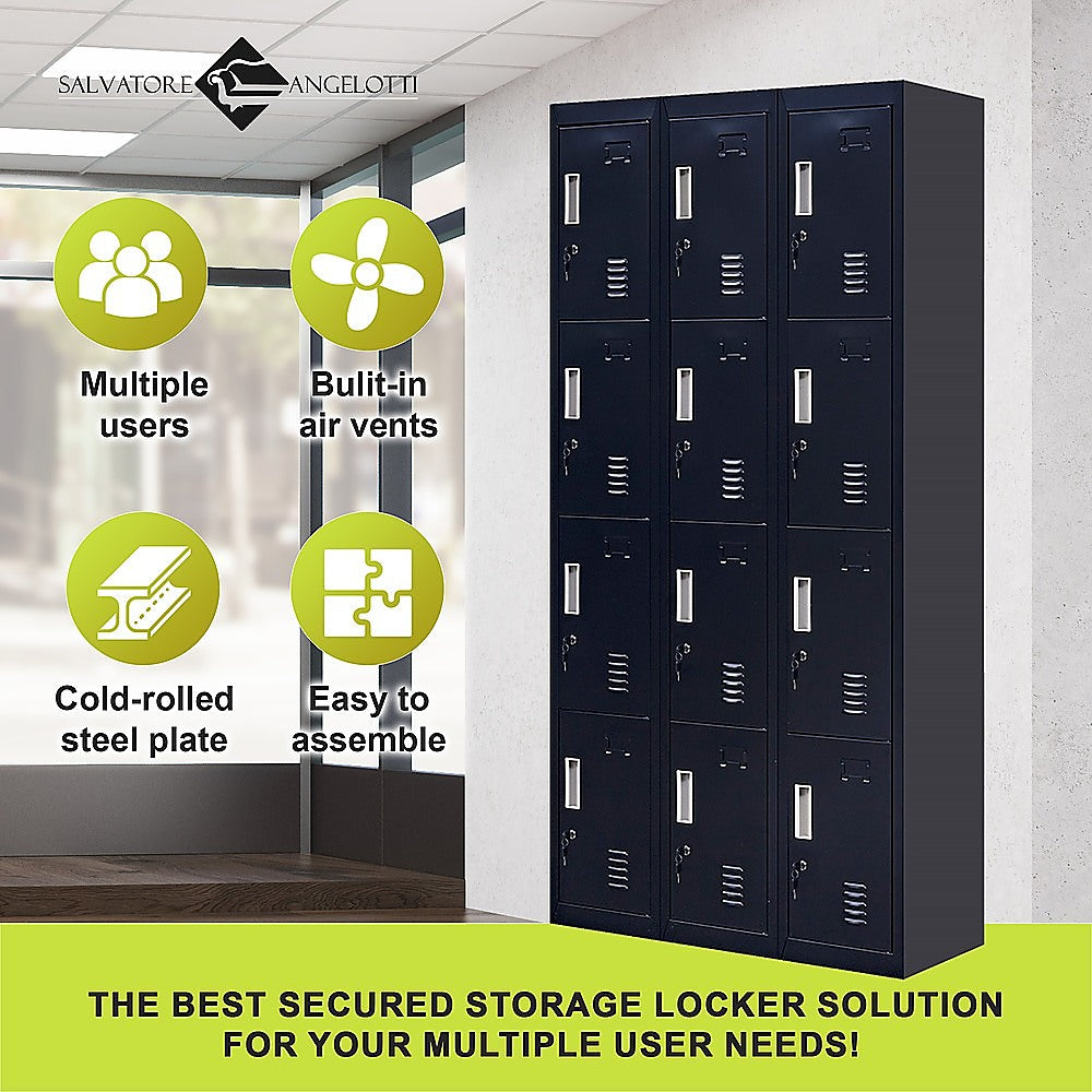 NNEDSZ 12-Door Locker for Office Gym Shed School Home Storage - Standard Lock with Keys-4