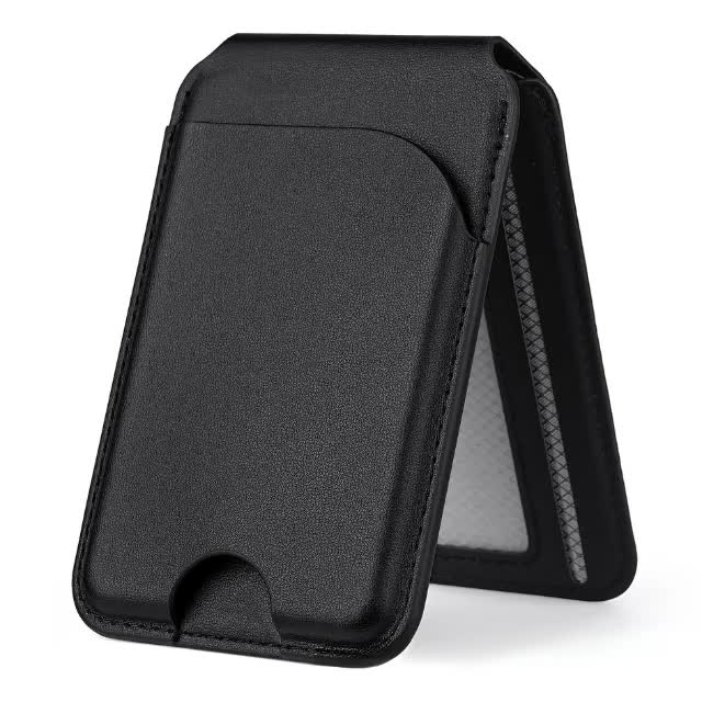 Black MagSafe Magnetic Wallet with Stand - PU Leather Card Holder for iPhone - image 5