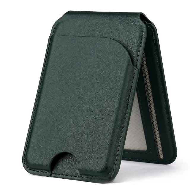 NNEDSZ Dark Green MagSafe Magnetic Wallet with Stand - PU Leather Card Holder for iPhone