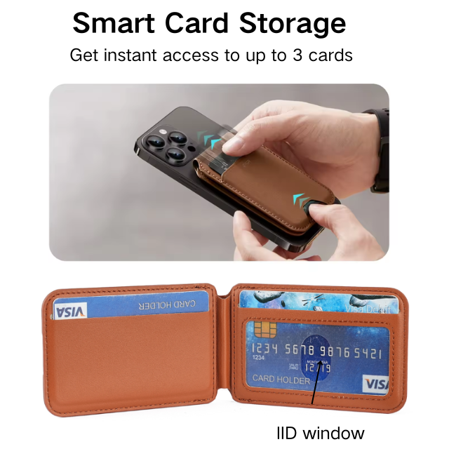 NNEDSZ Dark Green MagSafe Magnetic Wallet with Stand - PU Leather Card Holder for iPhone