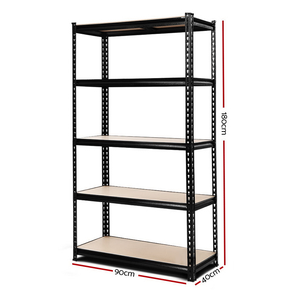 1.8M 5-Shelves Steel Shelving Racking Garage Storage Rack Black - image 2