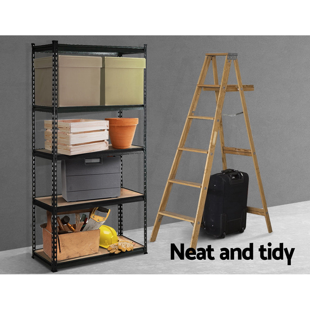 1.8M 5-Shelves Steel Shelving Racking Garage Storage Rack Black - image 3