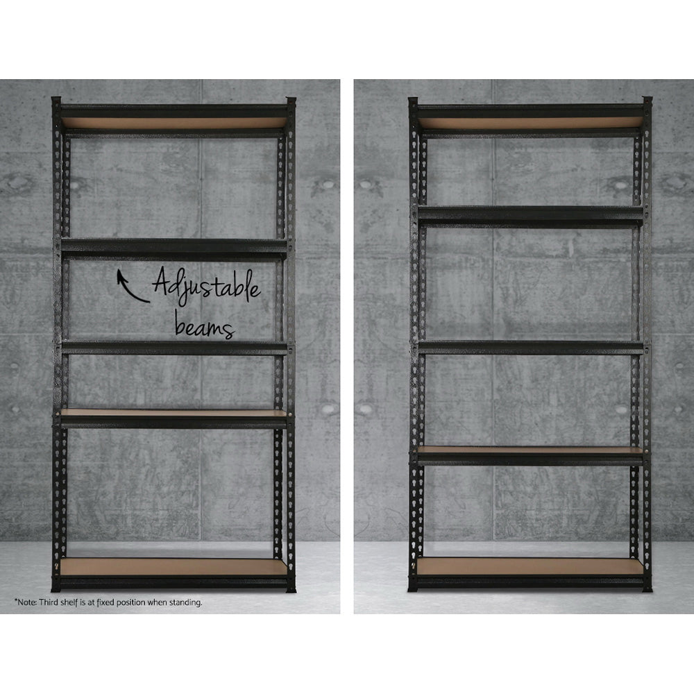 1.8M 5-Shelves Steel Shelving Racking Garage Storage Rack Black - image 5