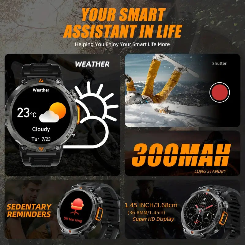 Smart Watch with Flashlight:Wireless Activity Tracker - Black/Orange - image 4