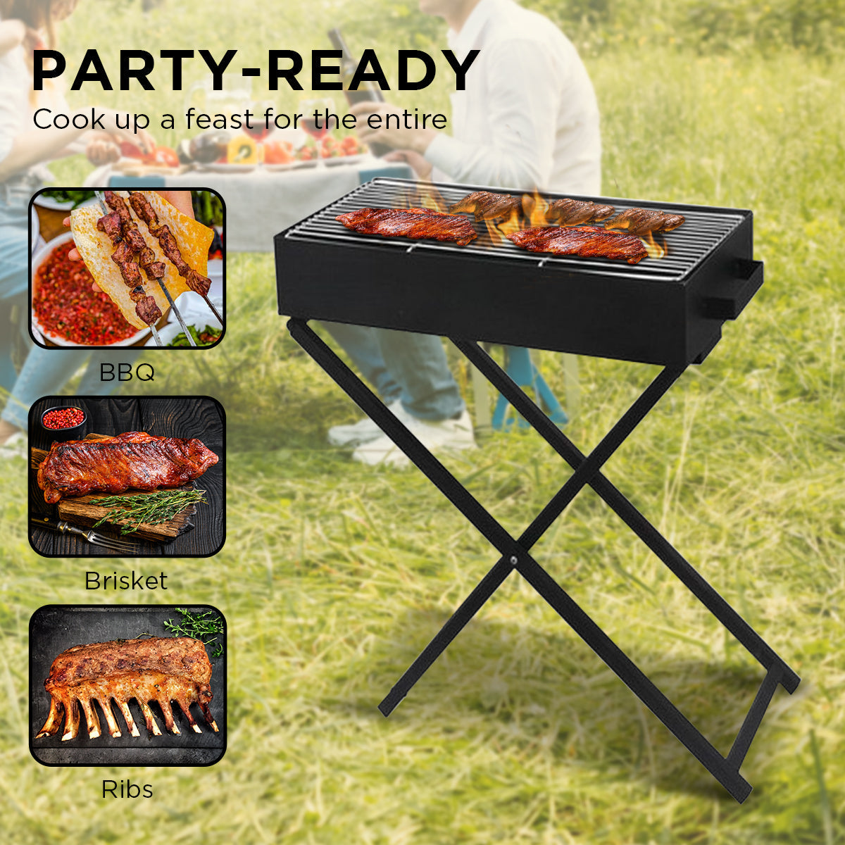NNEDPE Charcoal BBQ Grill - Adjustable Height