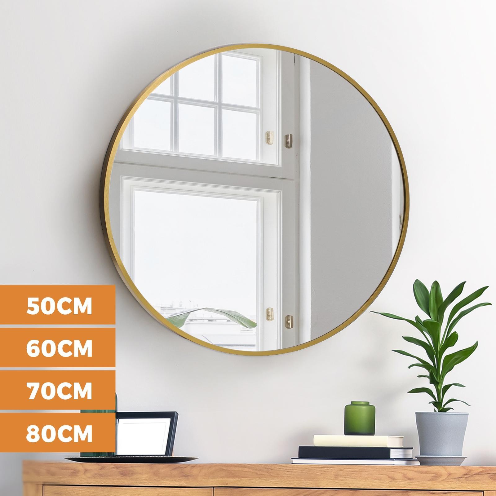 NNETM 70cm Round Wall Mirror with Gold Frame – Modern Decorative Mirror