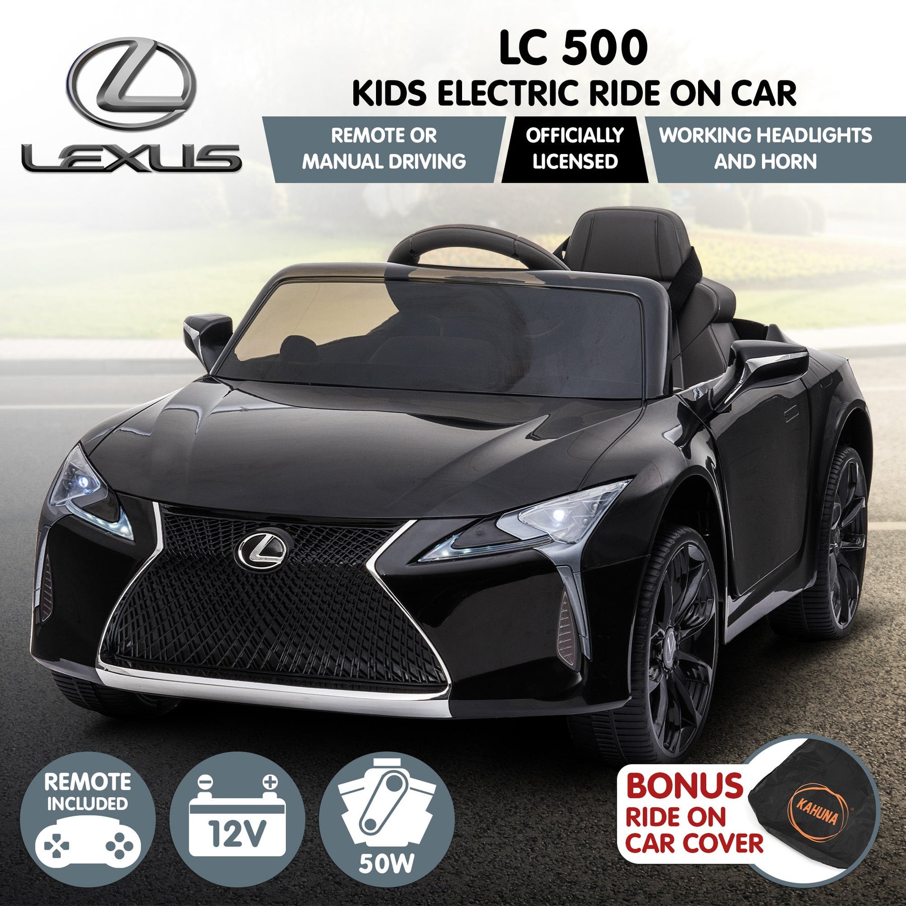 NNEDPE Licensed Lexus LC 500 Kids Electric Ride On Car - Black