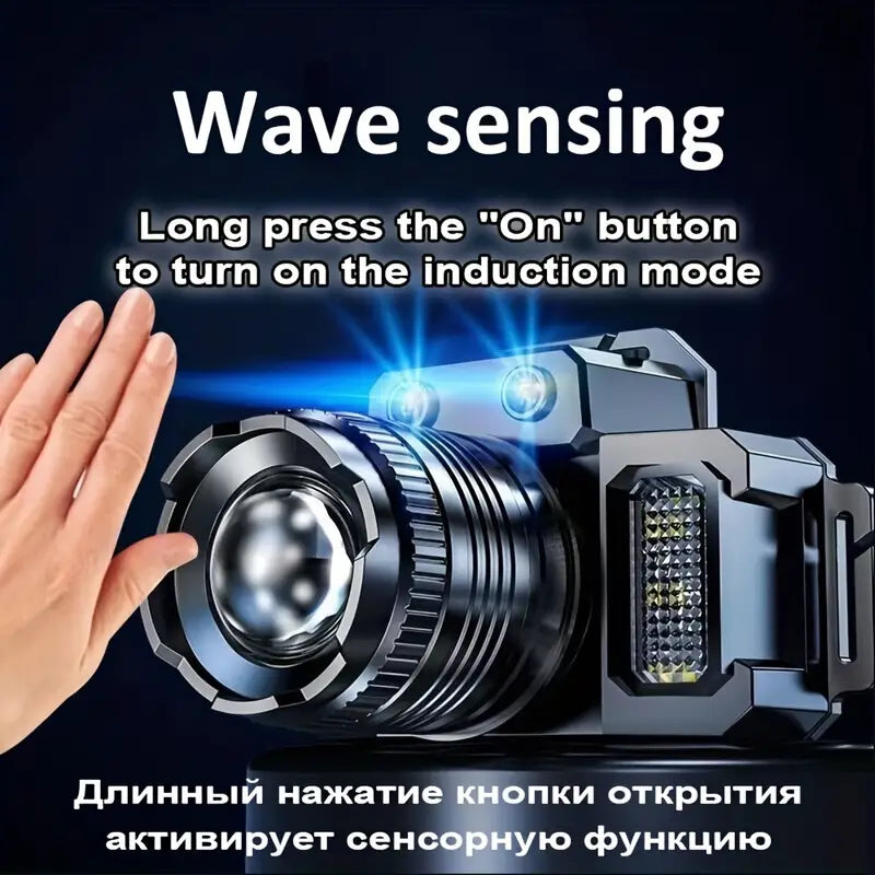 NNETM LED Sensor Headlight - Waterproof Rechargeable Head-mounted Flashlight