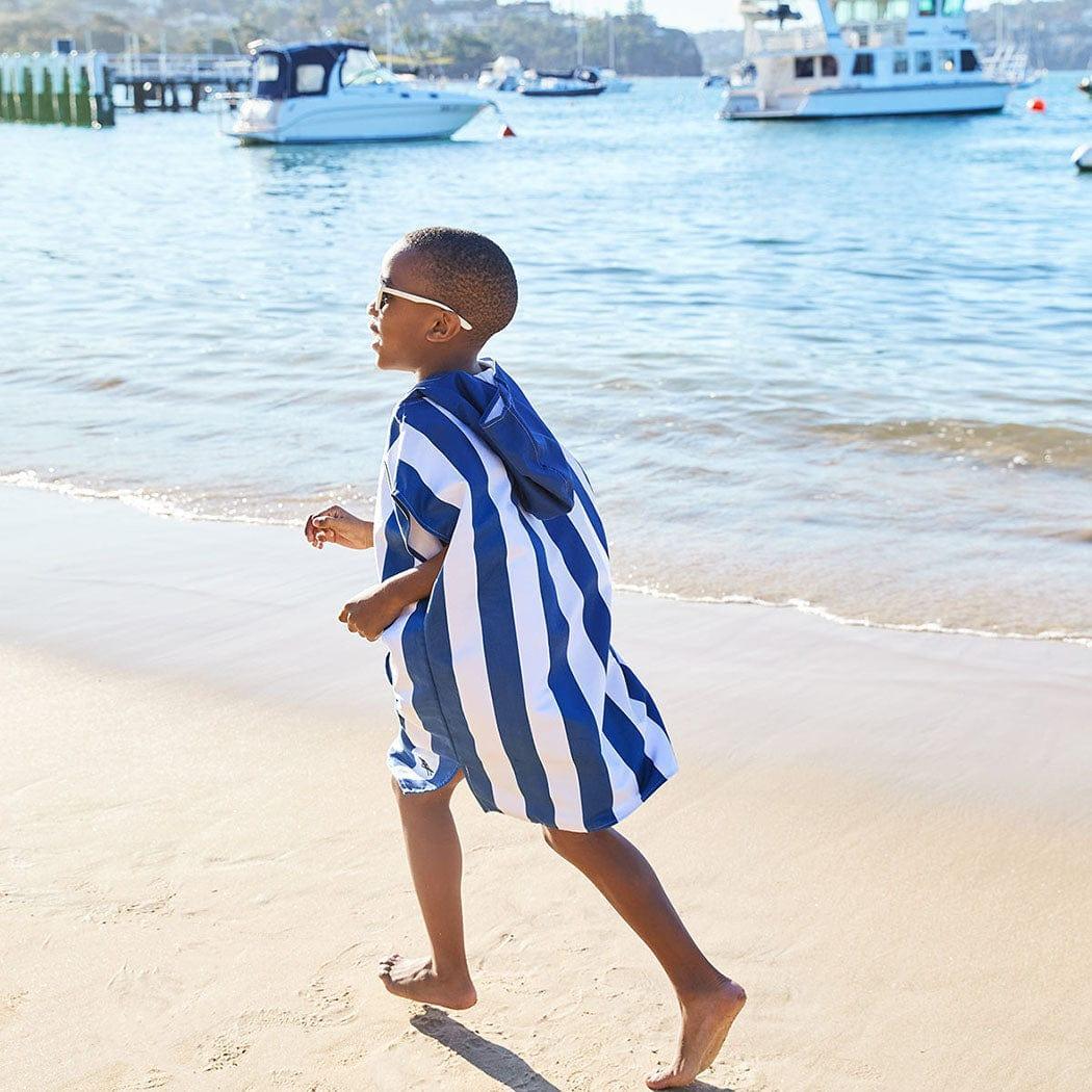 Dock & Bay KIDS Poncho Hooded Towel -Mini Cabana Collection-Whitsunday Blue XS (2-4yrs)