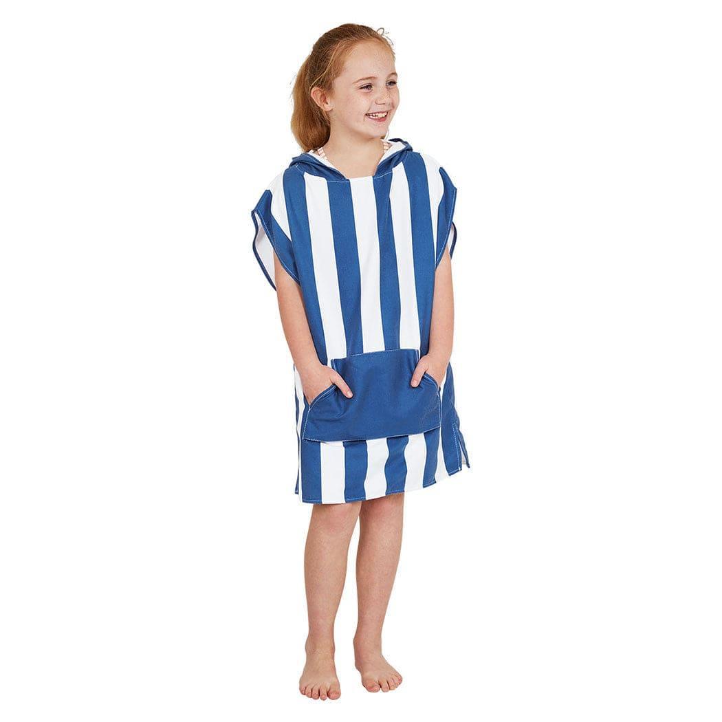 Dock & Bay KIDS Poncho Hooded Towel -Mini Cabana Collection-Whitsunday Blue XS (2-4yrs)