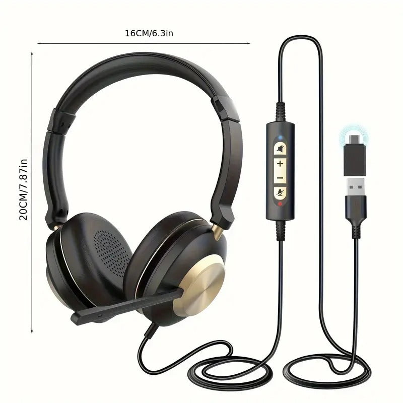 USB Wired Headset with Noise-Canceling Mic - image 3