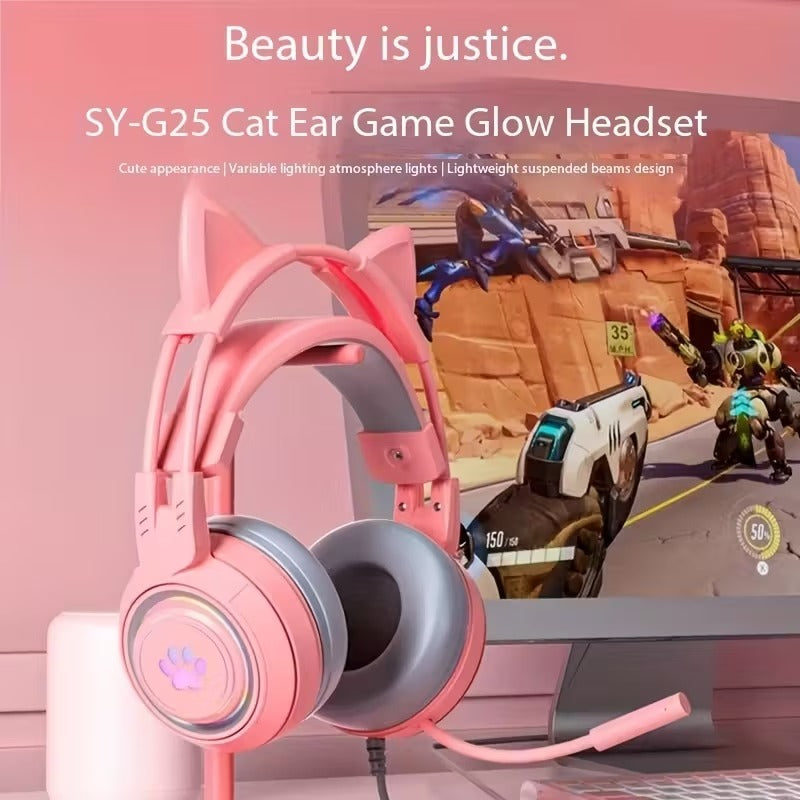 Cat Ear Gaming Headphones with RGB Lights - image 2