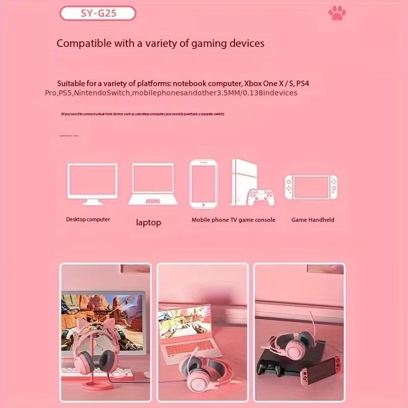 Cat Ear Gaming Headphones with RGB Lights - image 4