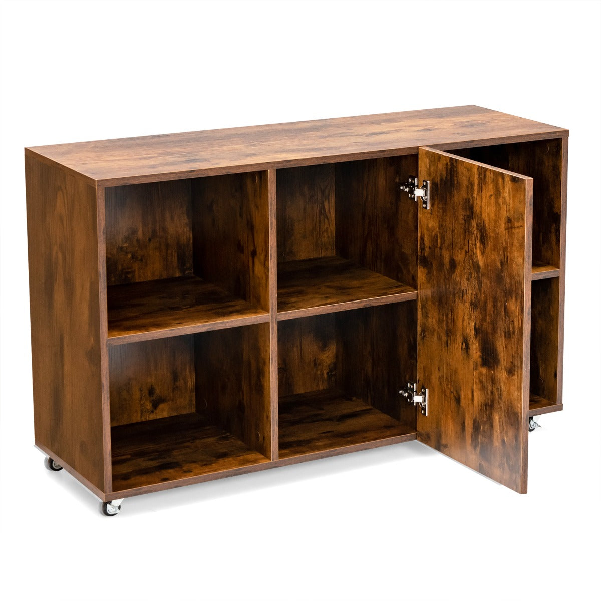 Mobile Wood File Cabinet with Wheels for Home/Office-Coffee