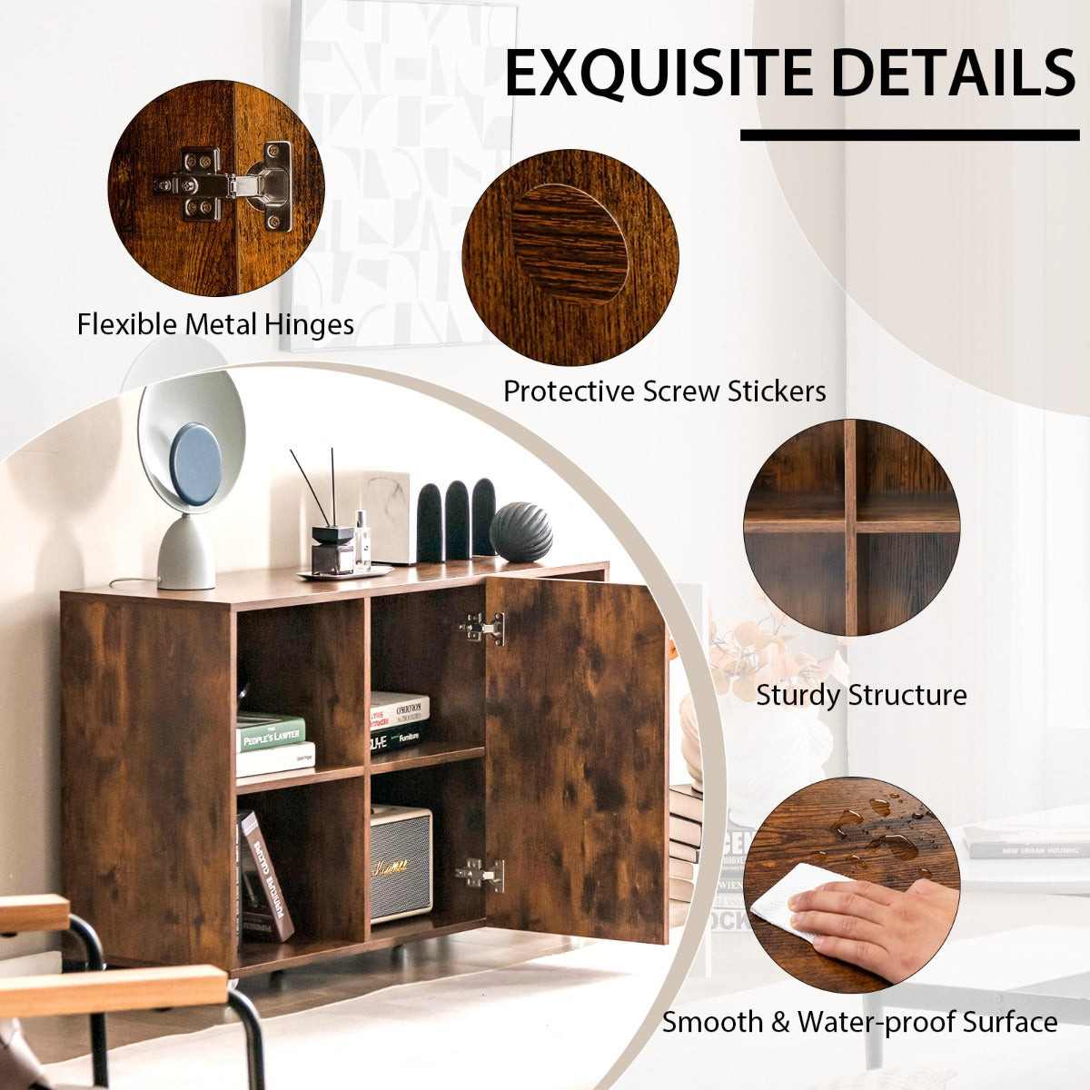 Mobile Wood File Cabinet with Wheels for Home/Office-Coffee - image 4