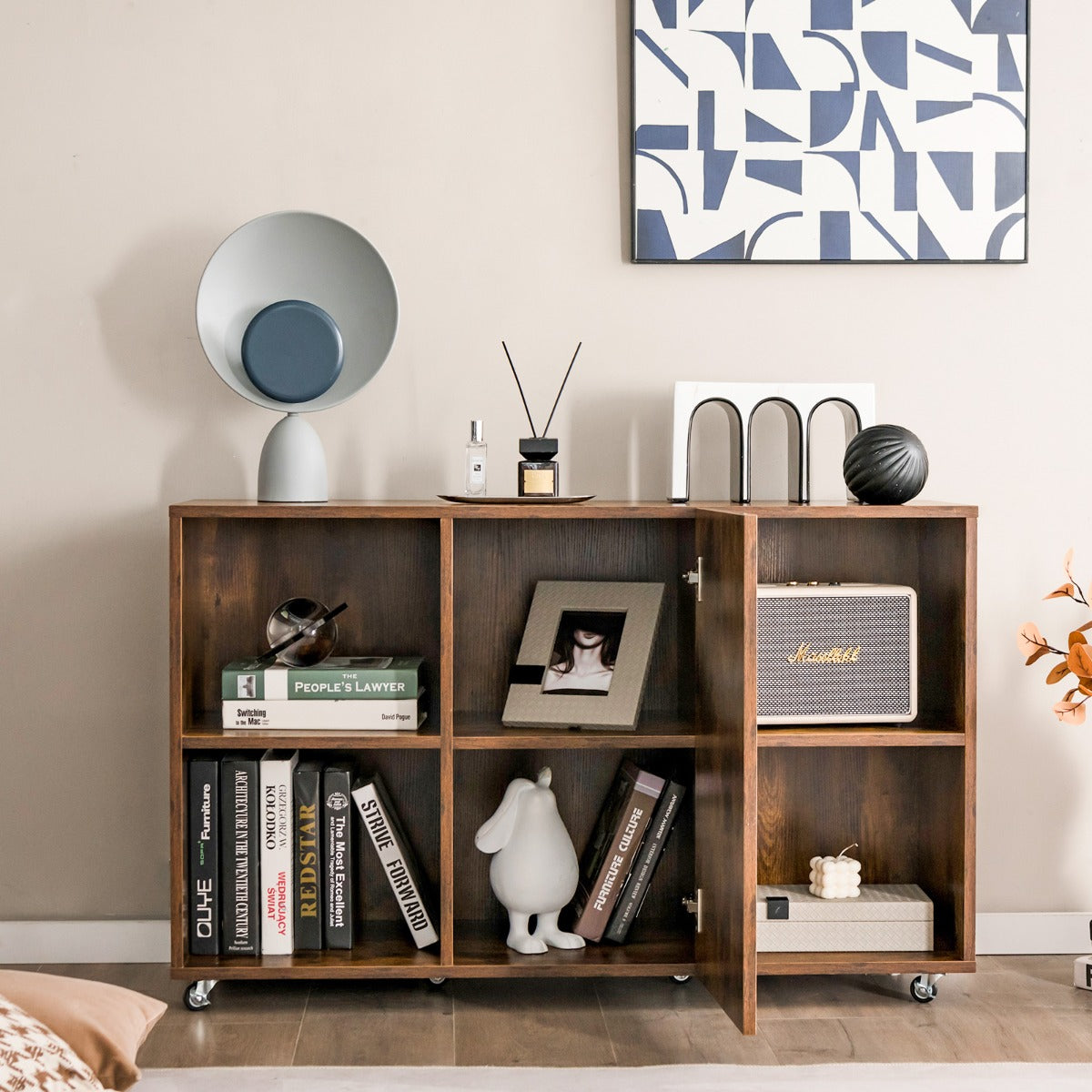 Mobile Wood File Cabinet with Wheels for Home/Office-Coffee - image 5