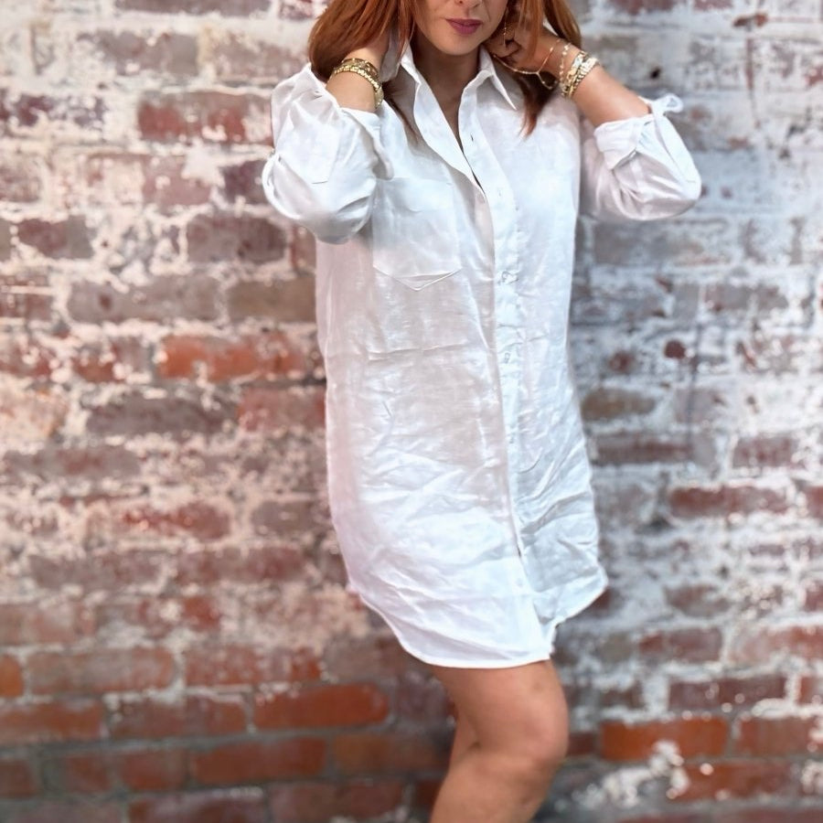 Nightshirt in White Linen - image 5