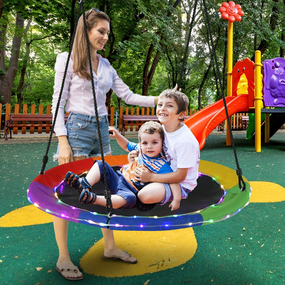 100cm Saucer Tree Swing with LED Lights for Kids-Multicolor