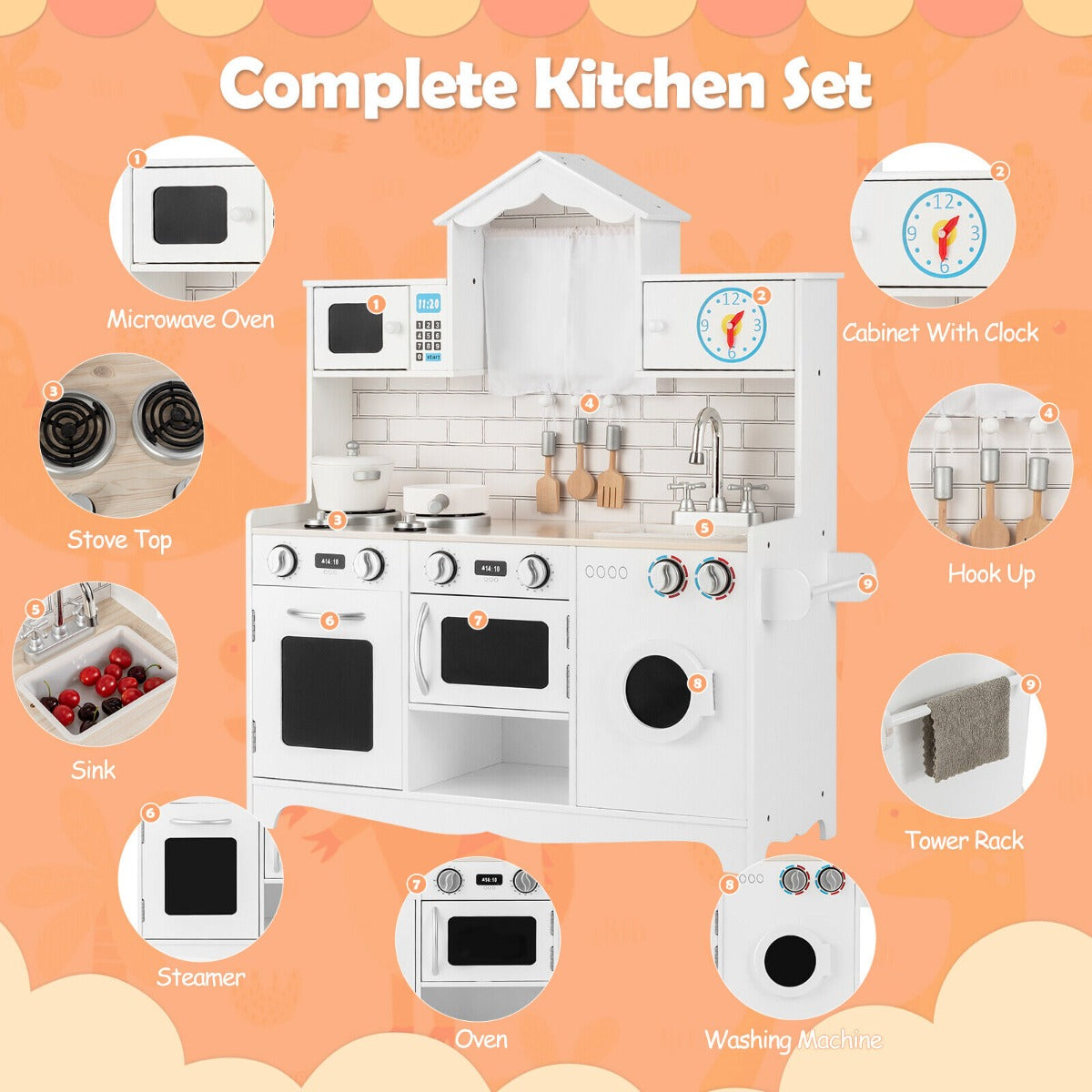 Pretend Kitchen Toys with Washing Machine - image 2