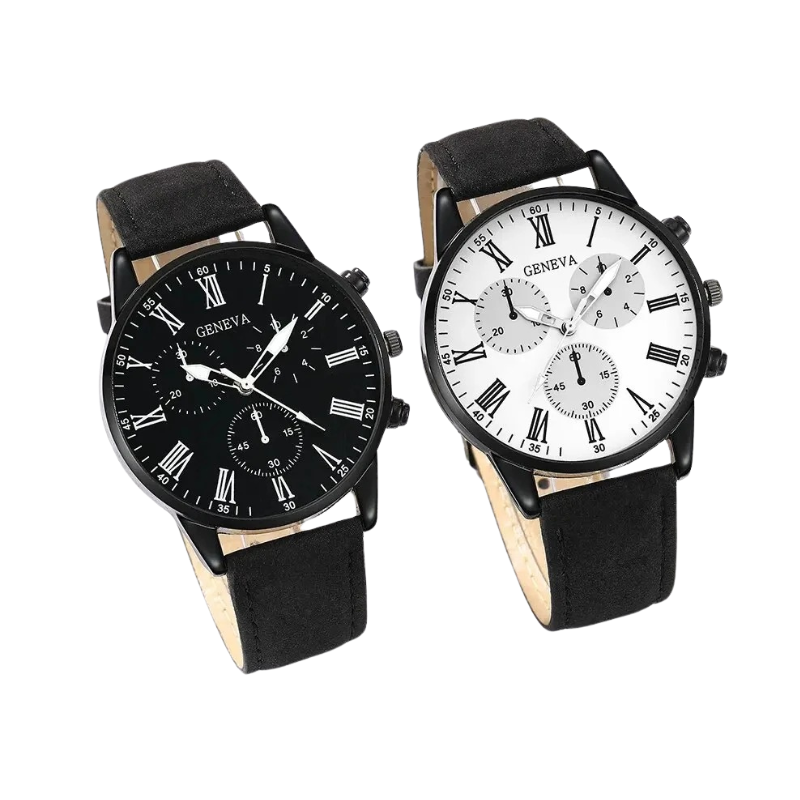 Couple Leather Quartz Watches Set - image 2
