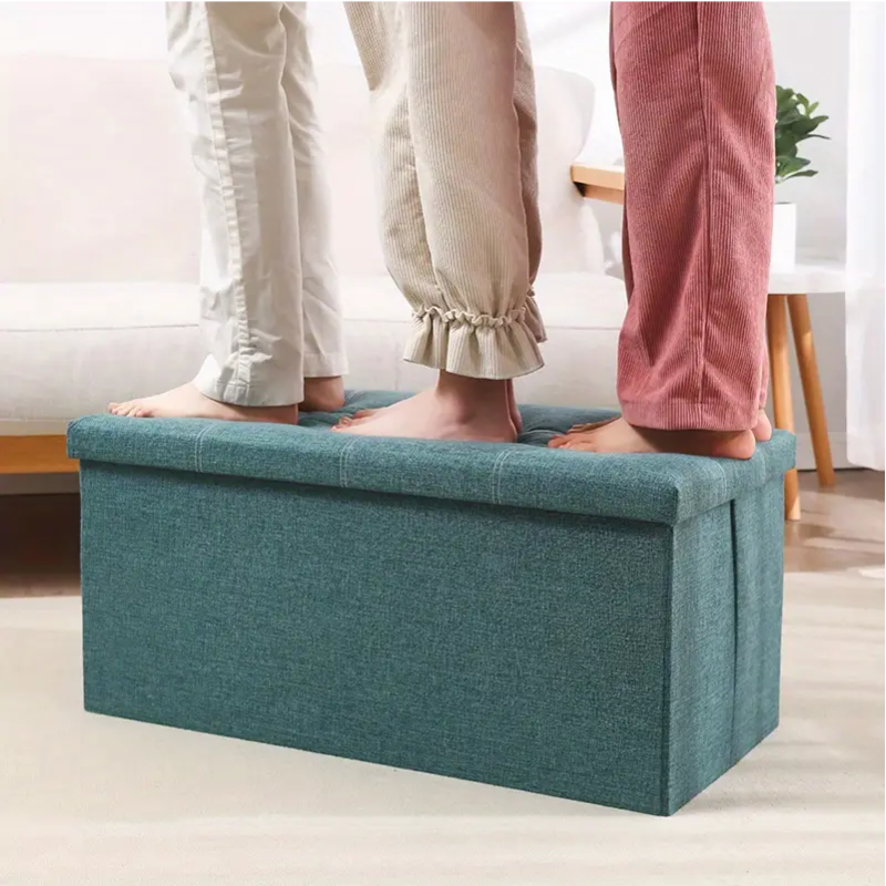 Linen Foldable Storage Stool Chair Box - image 3