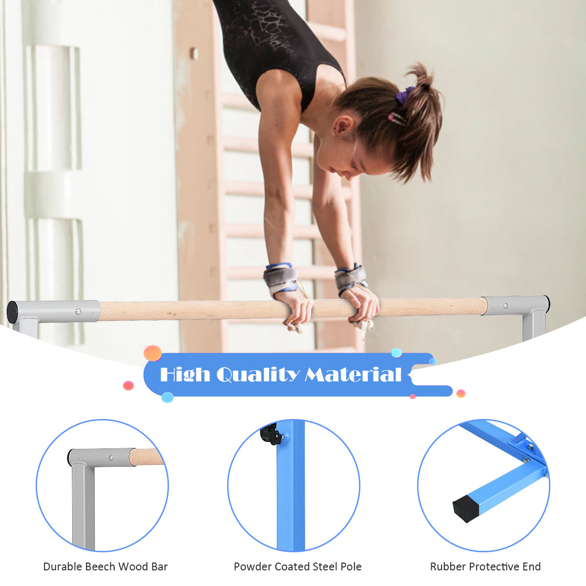 Gymnastics Training Bar with Non-slipping Rubber Pads for Indoor - image 4