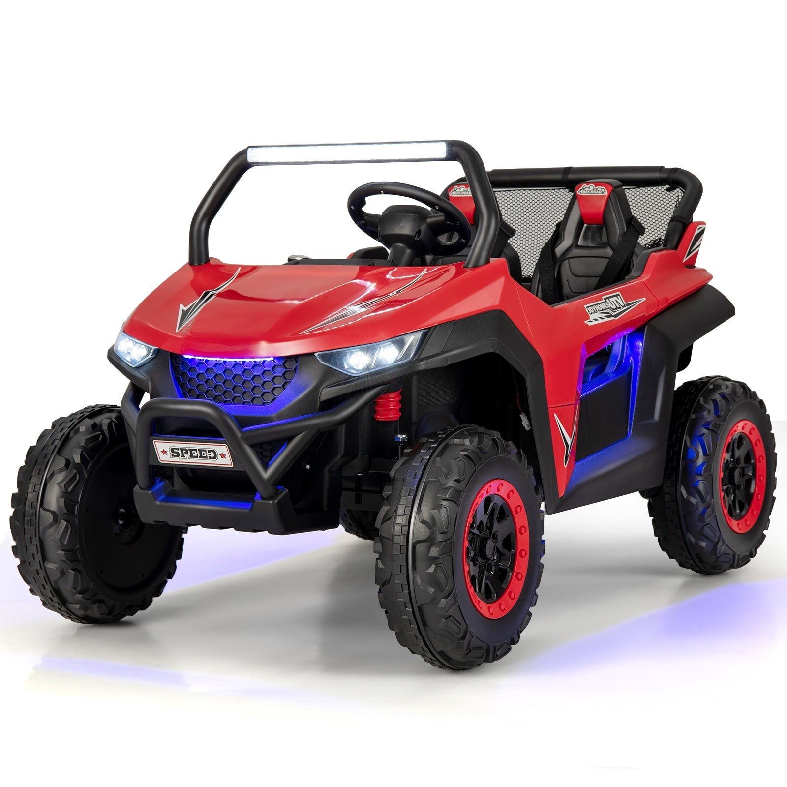 12V 2-Seater Kids Ride On Car with Light Music & Electric Remote Control-Red - image 2