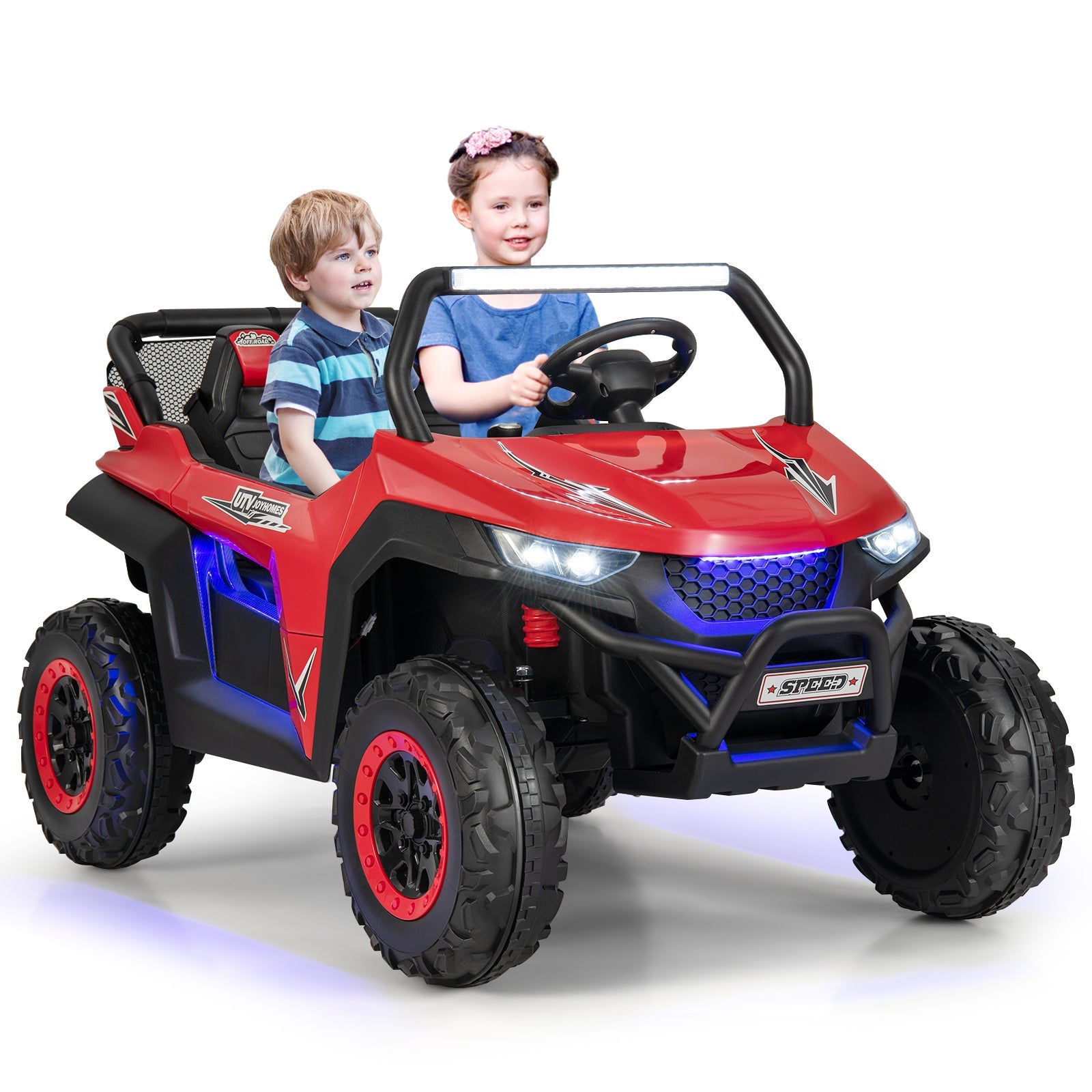 12V 2-Seater Kids Ride On Car with Light Music & Electric Remote Control-Red - image 5