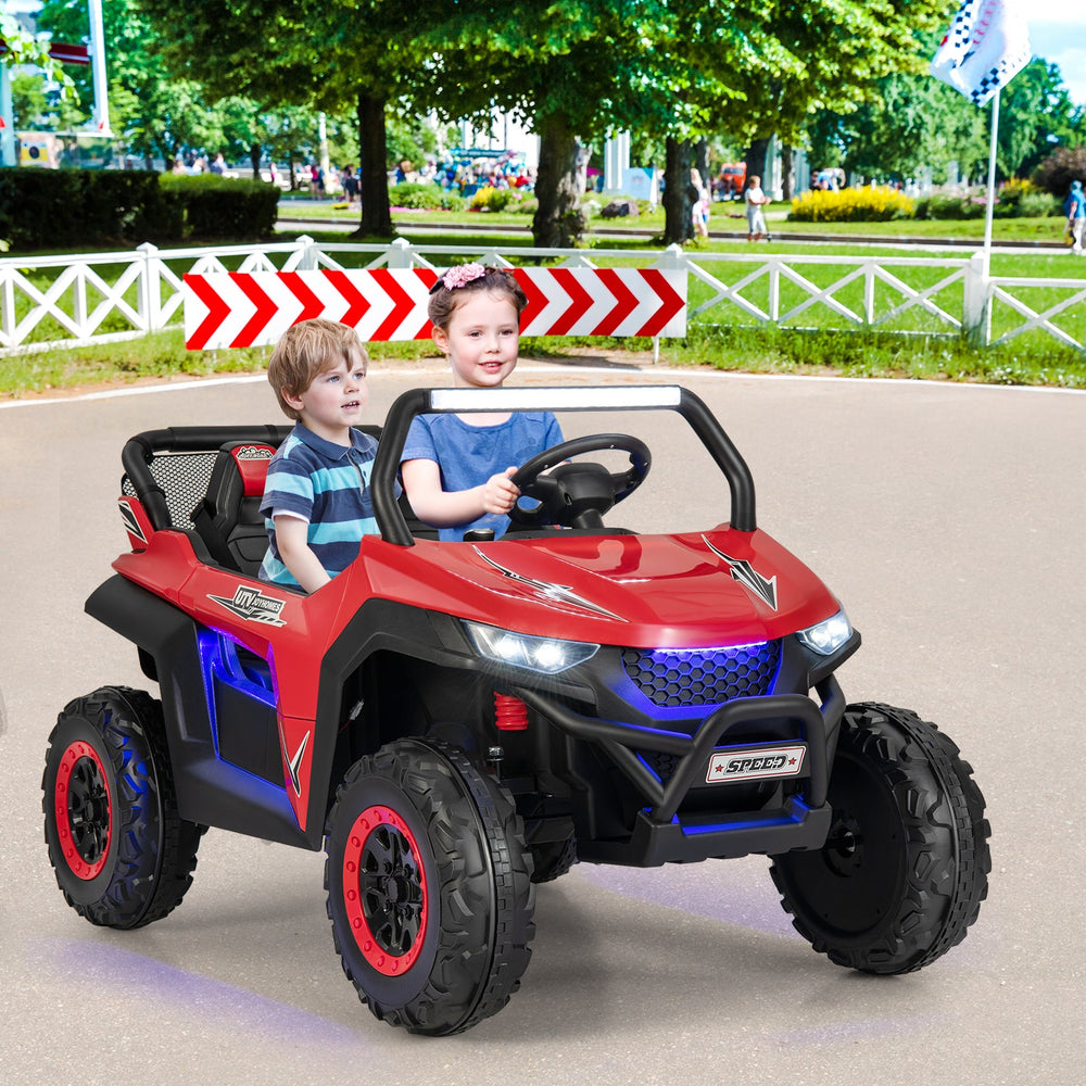 12V 2-Seater Kids Ride On Car with Light Music & Electric Remote Control-Red